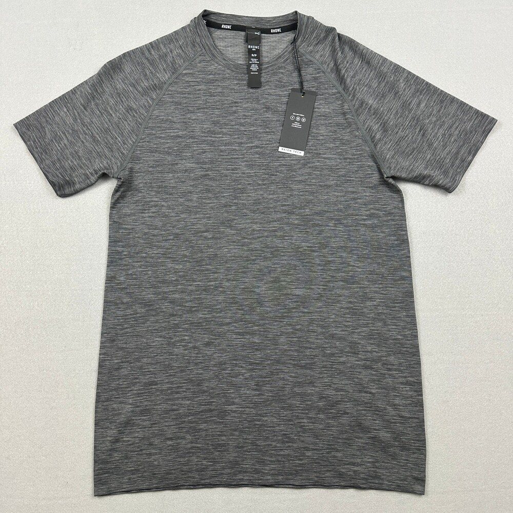 Rhone Shirt Men Small Gray Reign Tech Short Sleeve Crewneck Athletic Wicking S